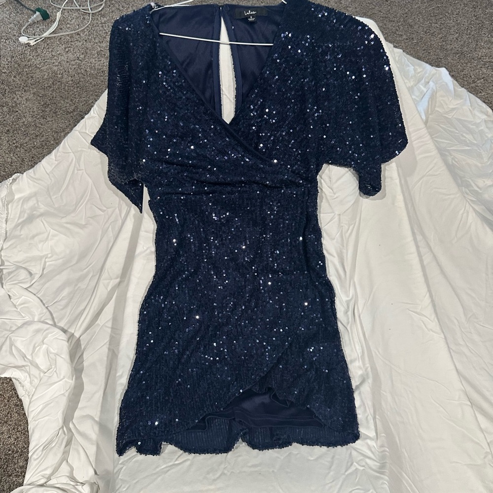 Lulu's Midnight Blue Sequin Mini Dress